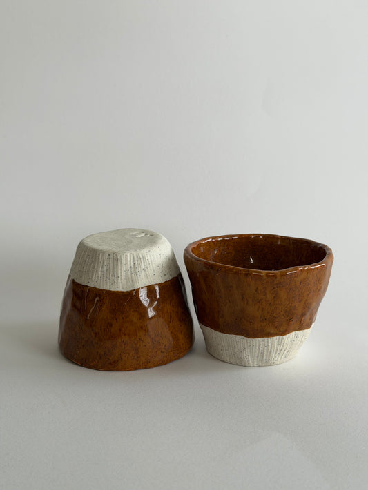 Deep Orange Handmade Ceramic Cups