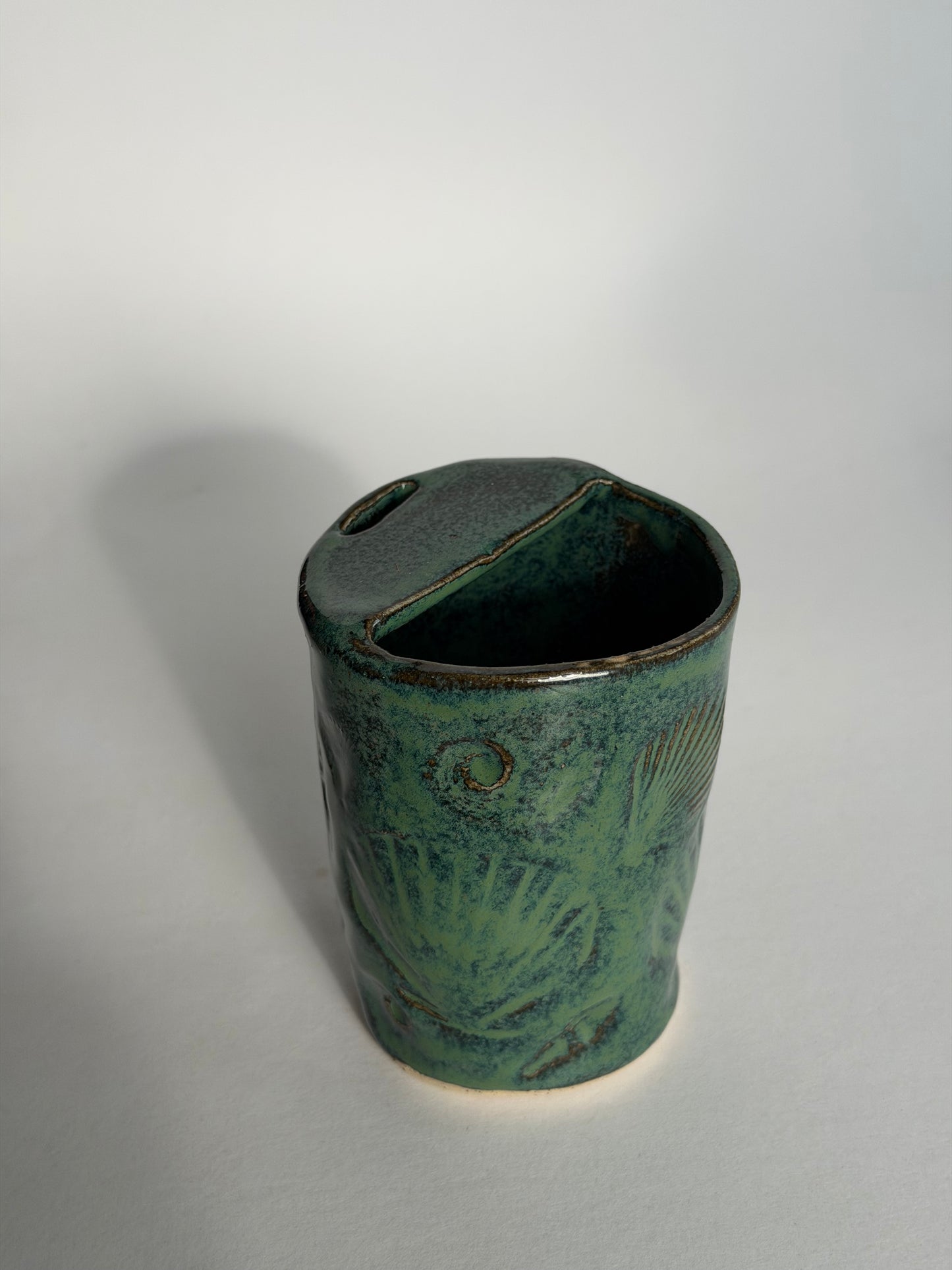 Deep Blue Seashell Handmade Ceramic Travel Mug