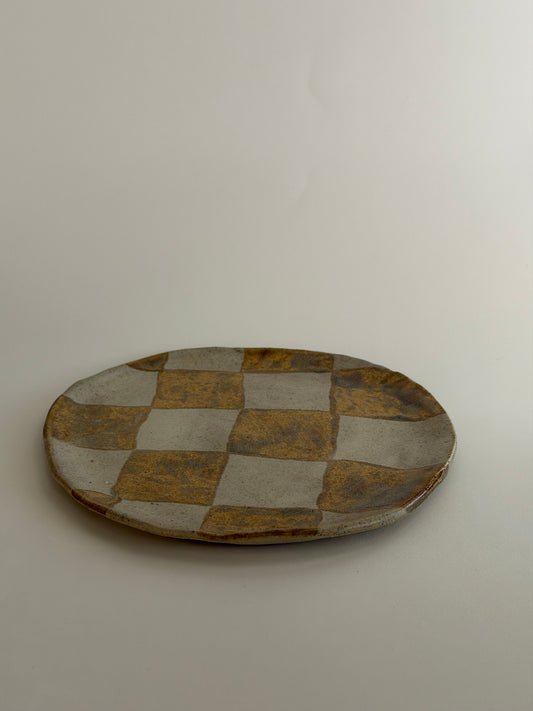 Checkered Handmade Ceramic Plate
