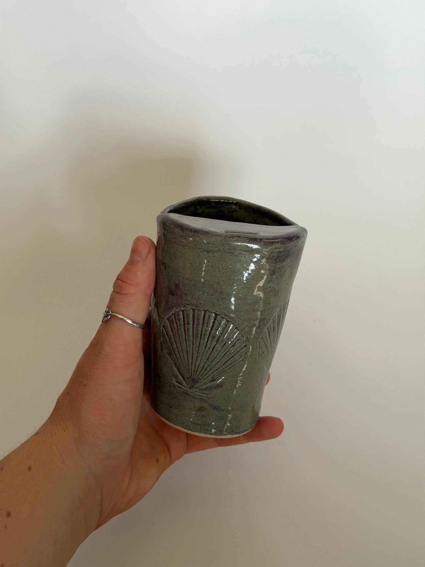 Purple Seashell Handmade Ceramic Travel Mug