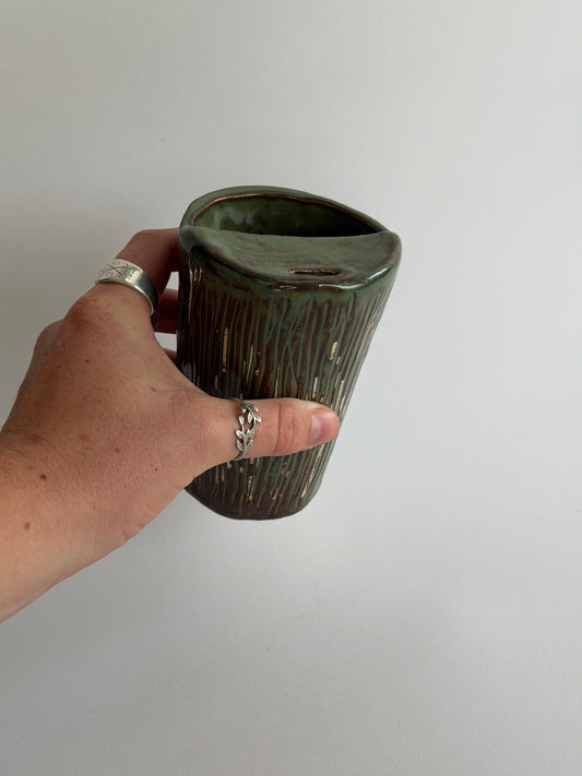 Denim Grooved Ceramic Travel Mug