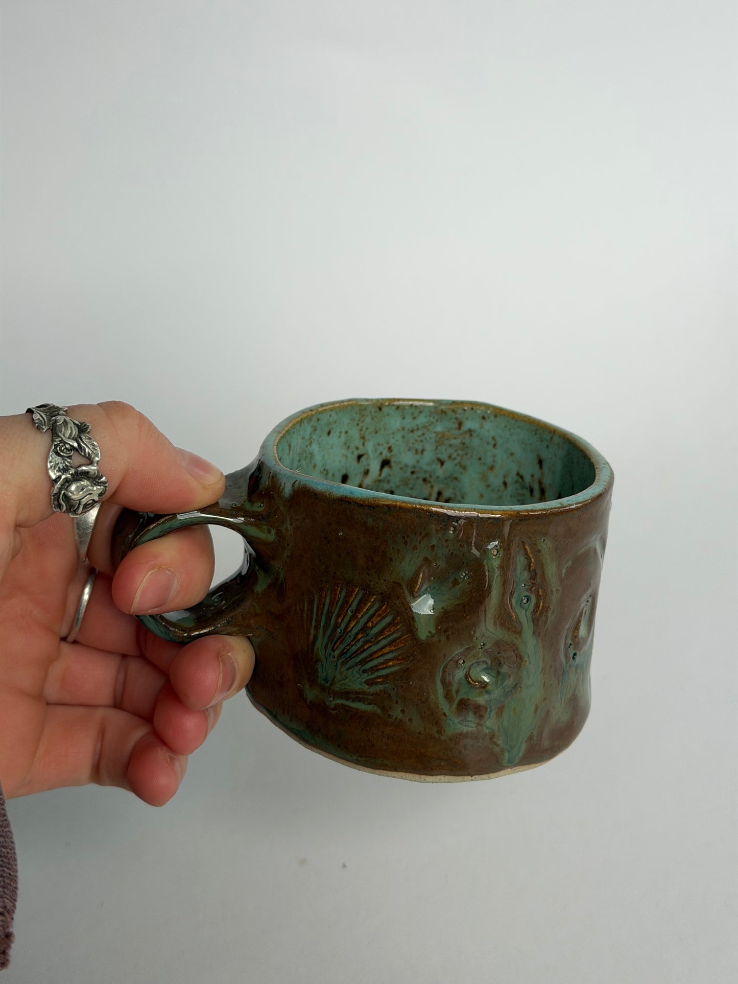 Denim Speckled Seashell Handmade Ceramic Cup