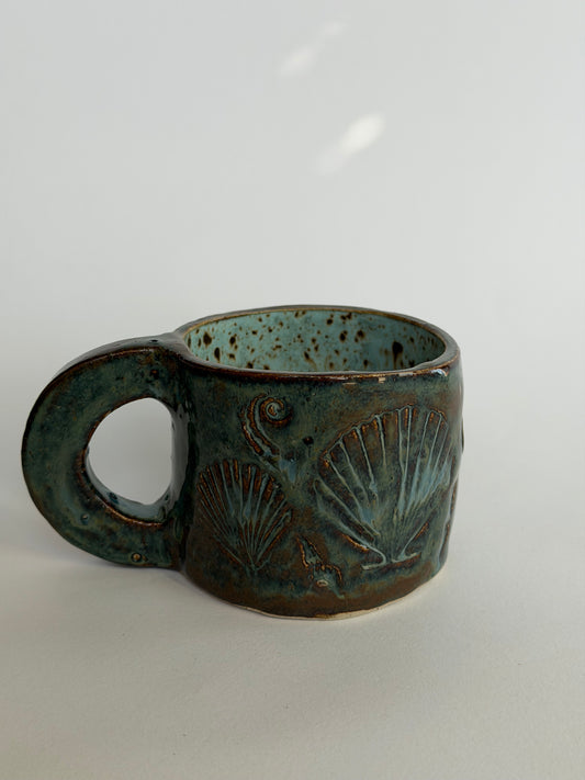 Denim Seashell Handmade Ceramic Mug