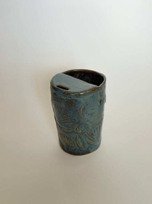 Blue Seashell Handmade Ceramic Travel Mug