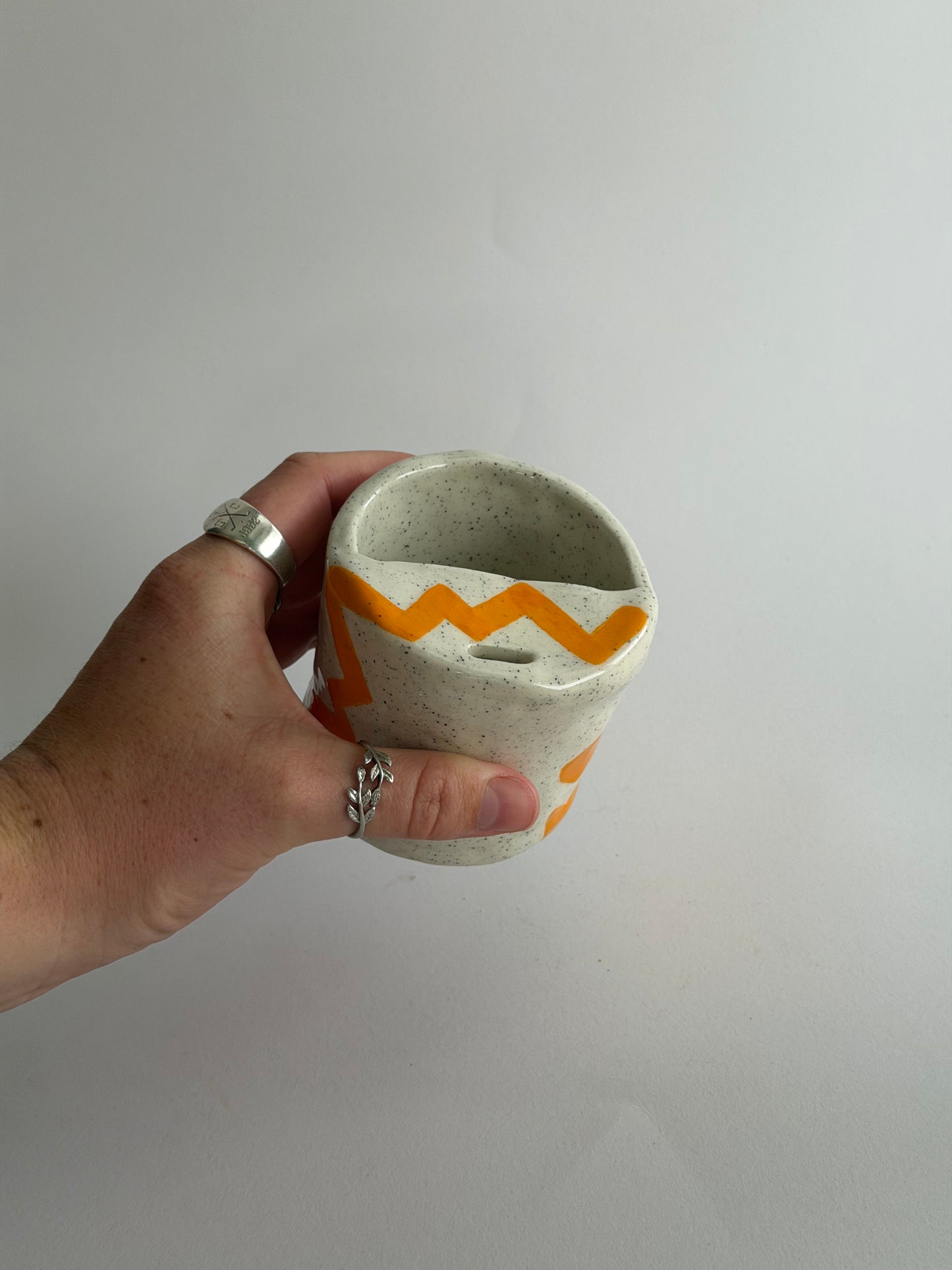 Orange Zig Zag Ceramic Travel Mug