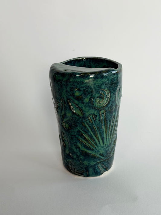 Blue Seashell Handmade Ceramic Travel Mug