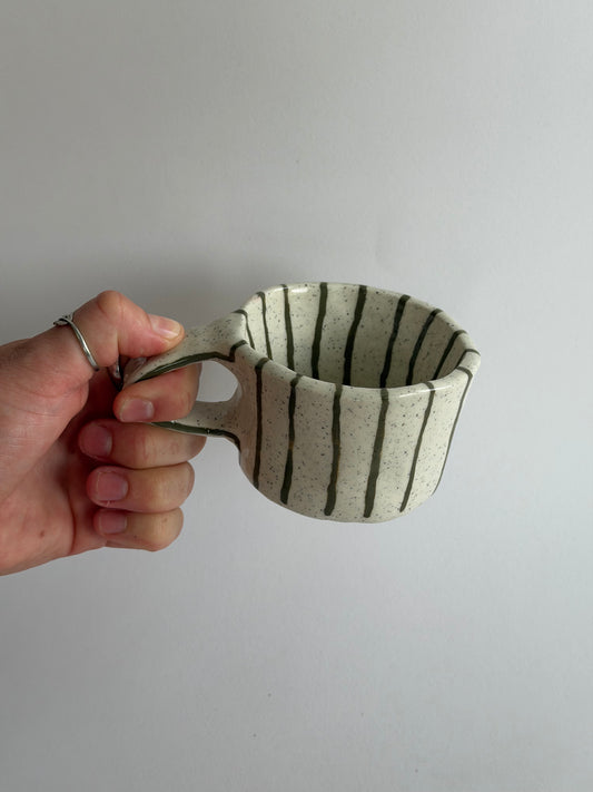 Striped Green Handmade Ceramic Mug