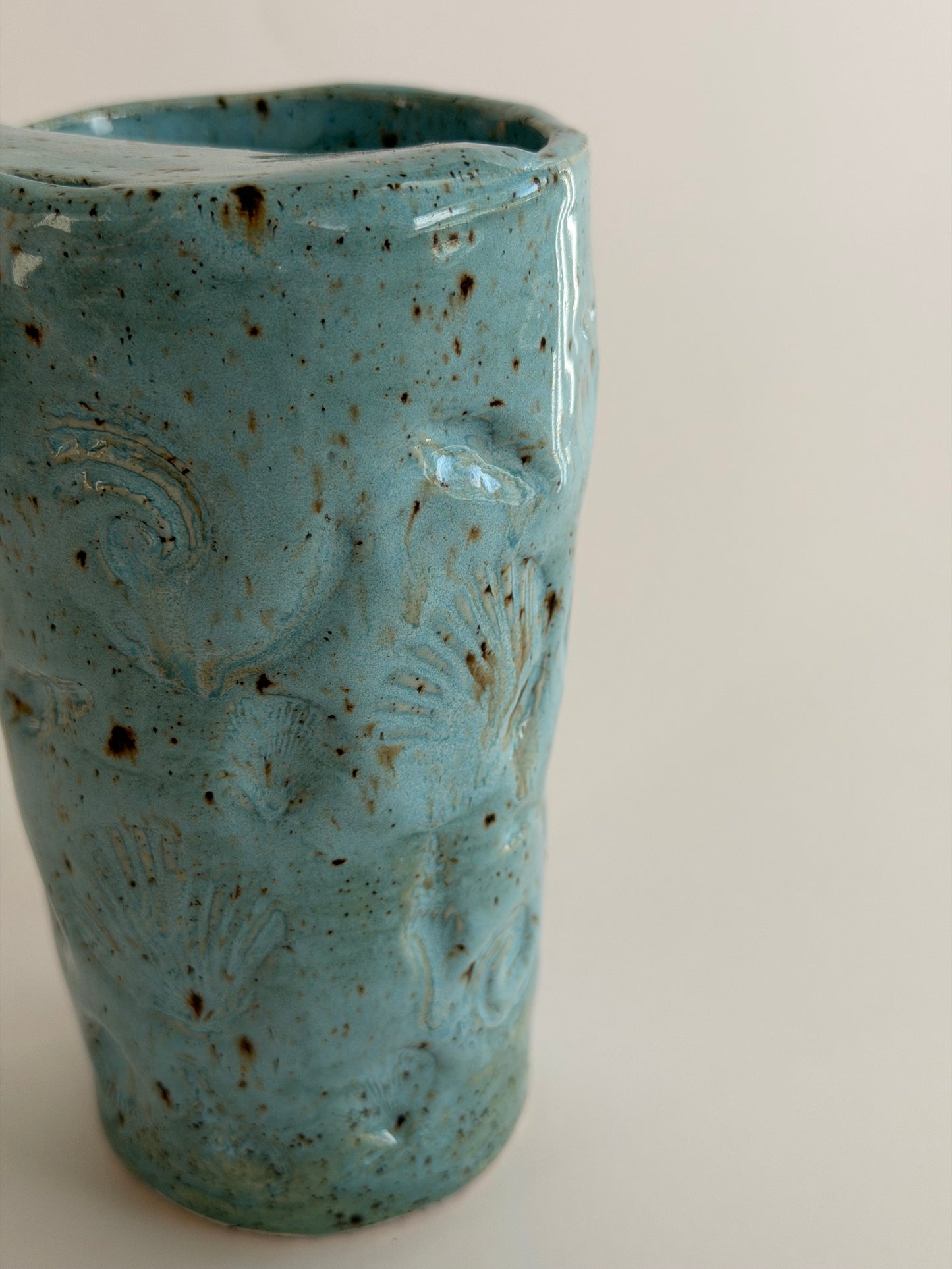 Blue Seashell Handmade Ceramic Travel Mug