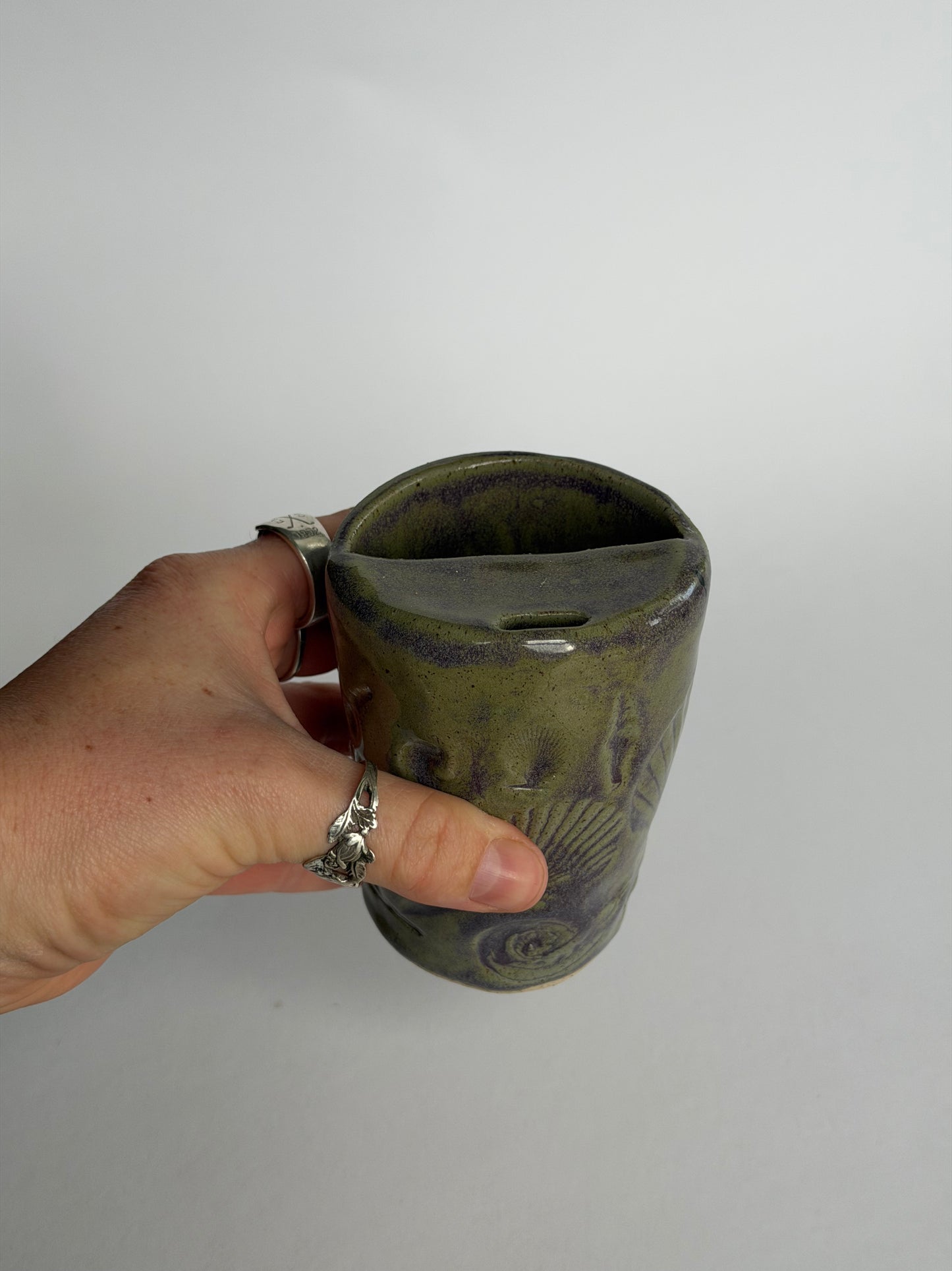 Purple Mint Seashell Handmade Ceramic Travel Mug