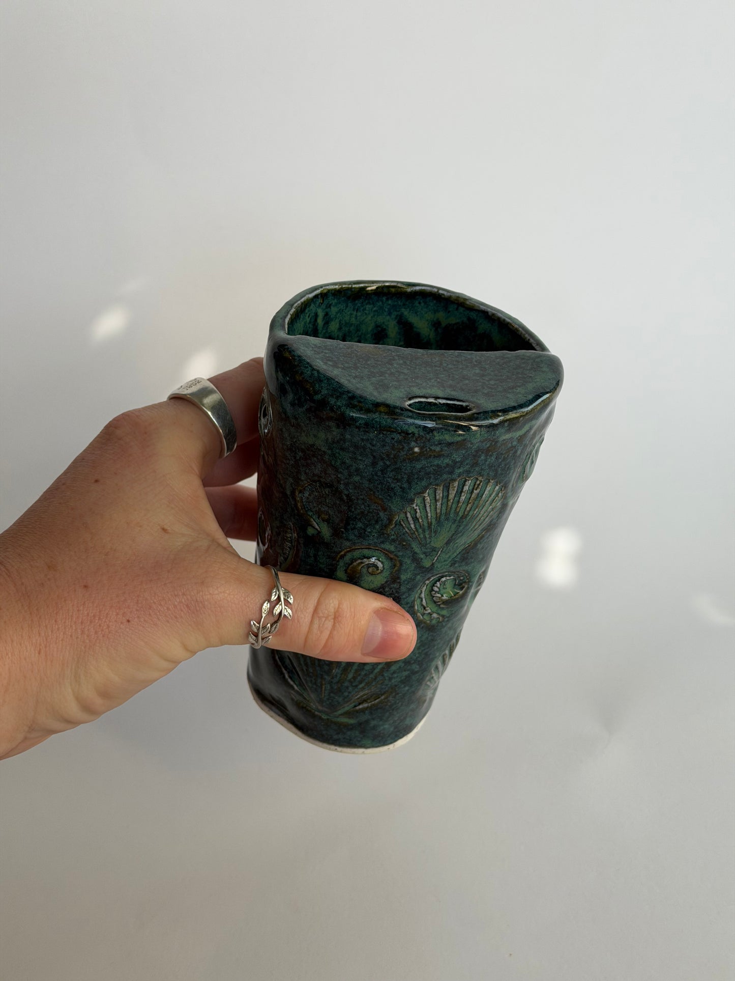 Blue Seashell Handmade Ceramic Travel Mug