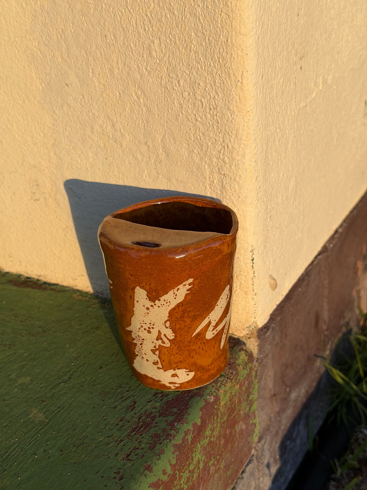 Rustic Burnt Caramel Handmade Ceramic Travel Mug