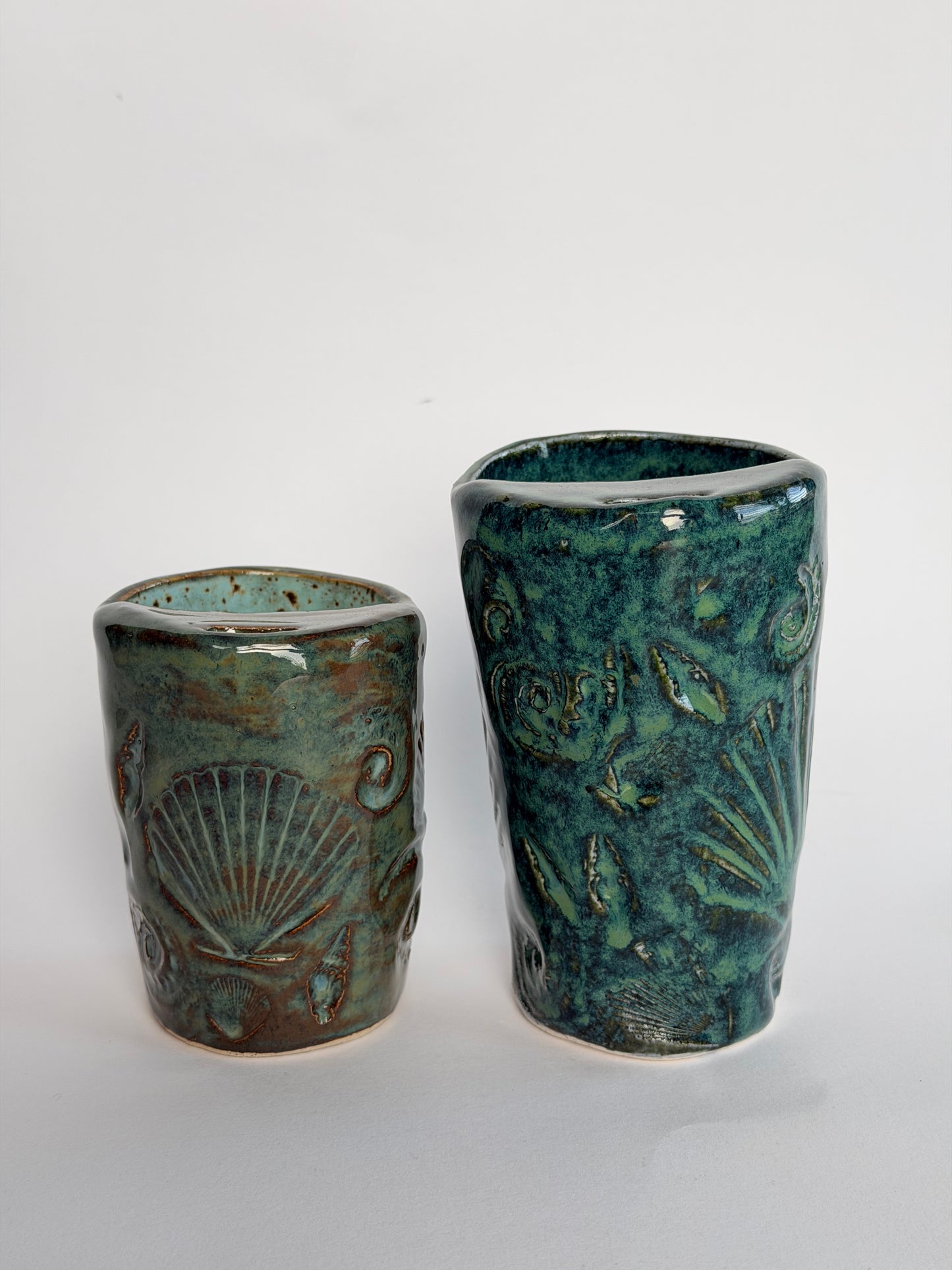 Blue Seashell Handmade Ceramic Travel Mug
