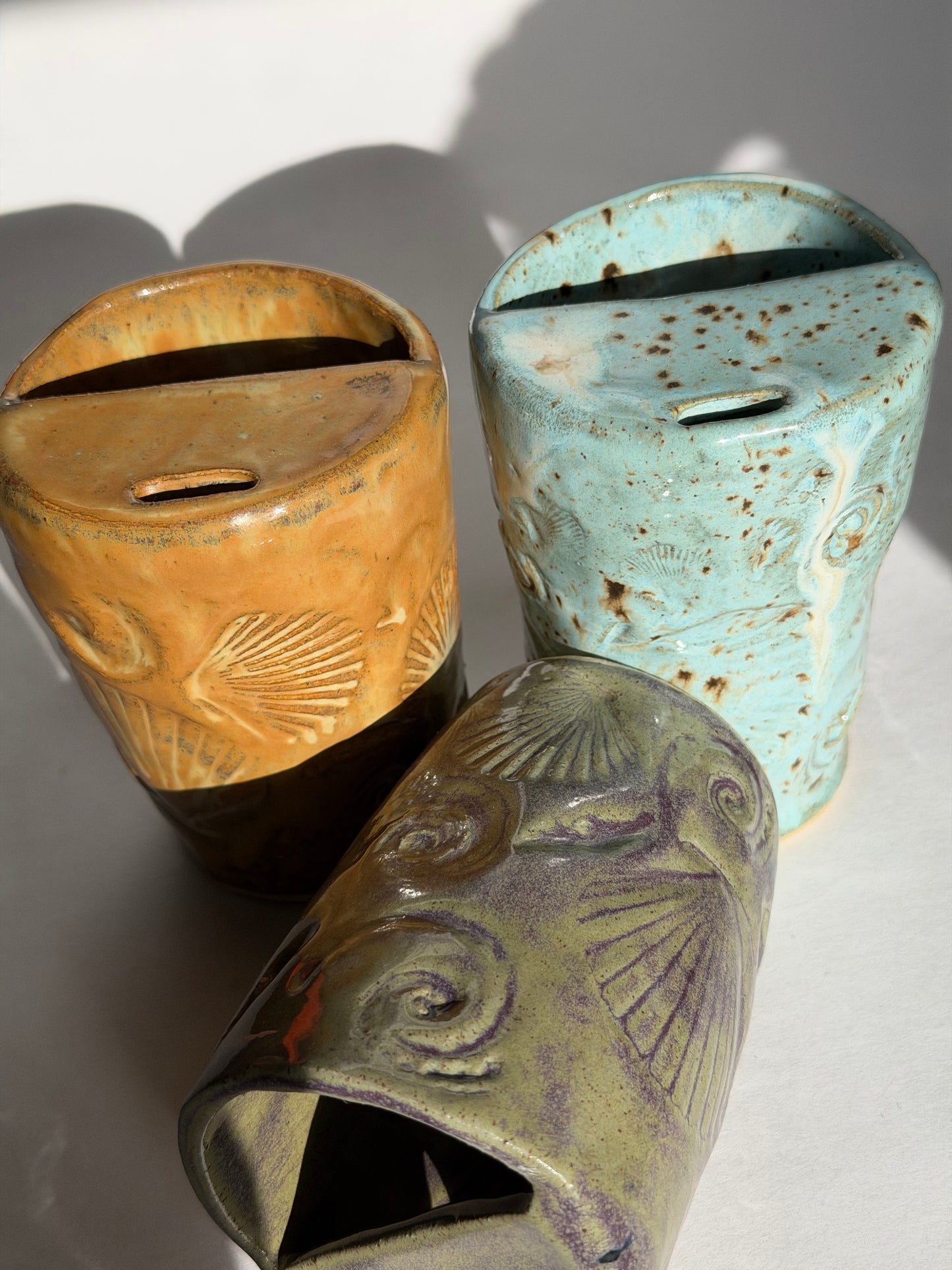 Blue Speckled Seashell Handmade Ceramic Travel Mug