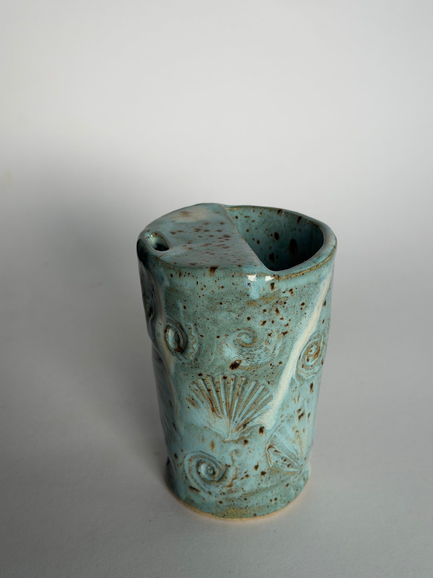 Blue Speckled Seashell Handmade Ceramic Travel Mug