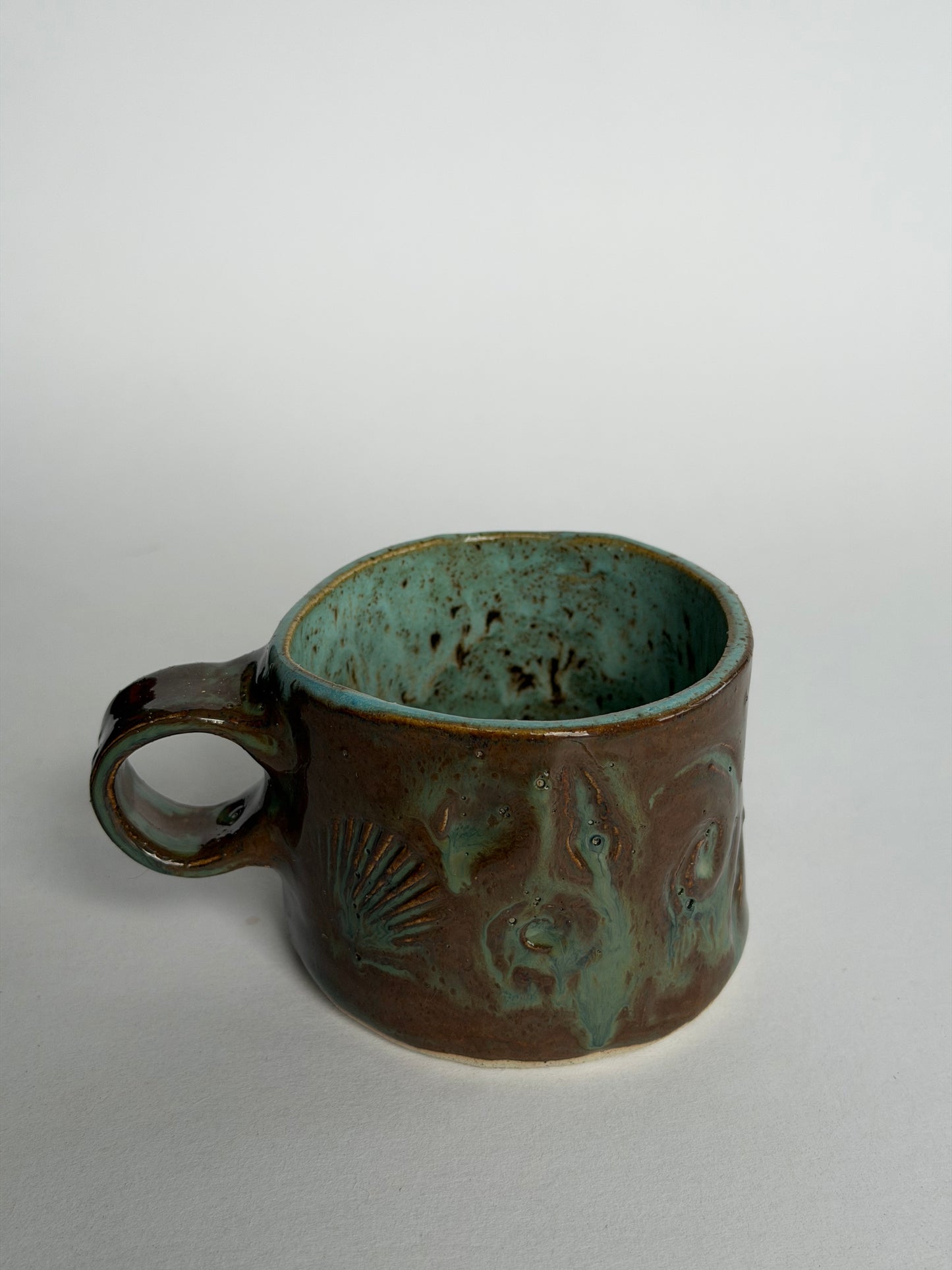 Denim Speckled Seashell Handmade Ceramic Cup