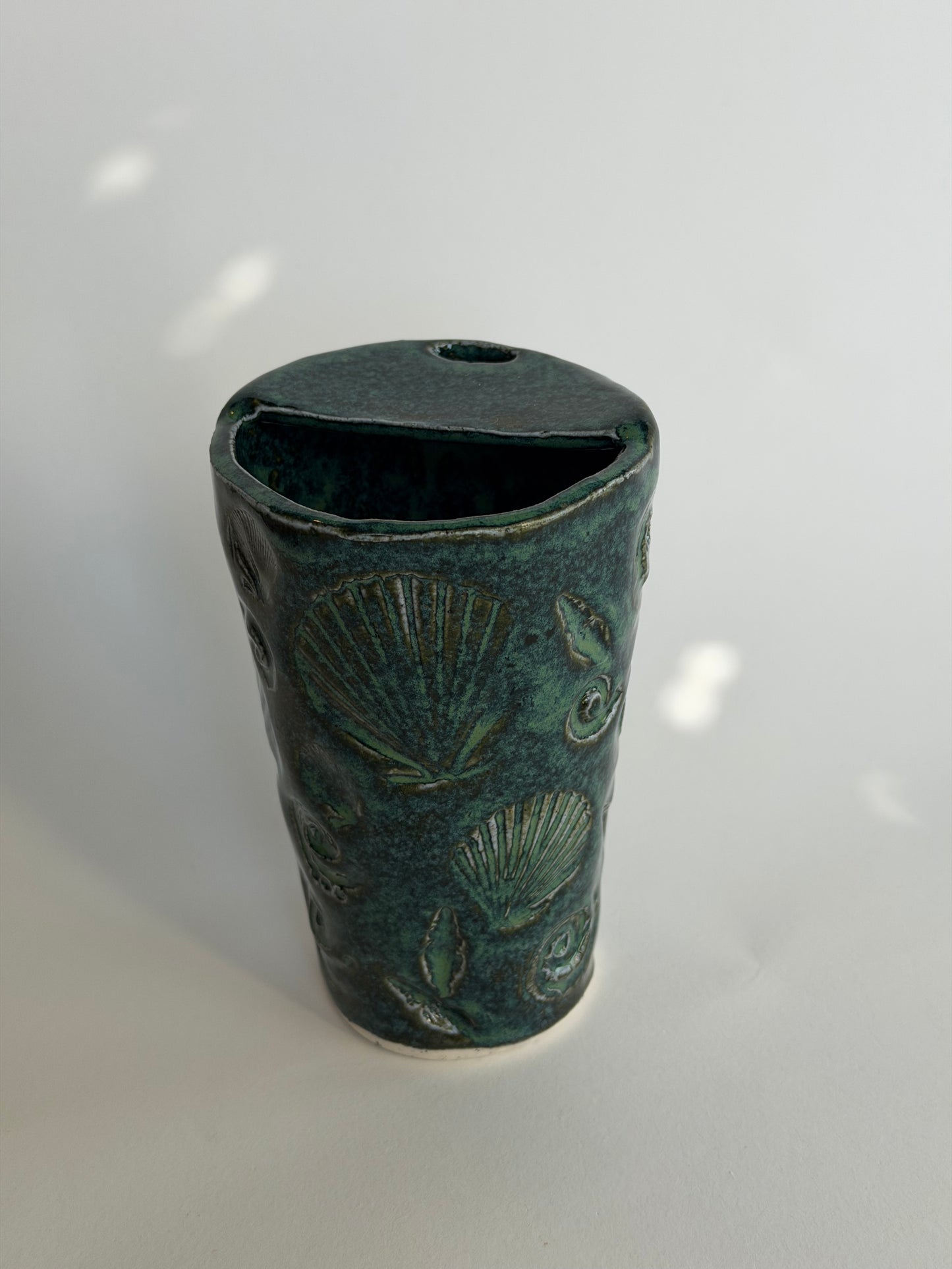 Blue Seashell Handmade Ceramic Travel Mug