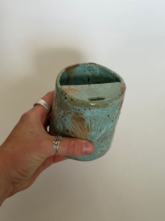 Large Blue Seashell Handmade Ceramic Travel Mug