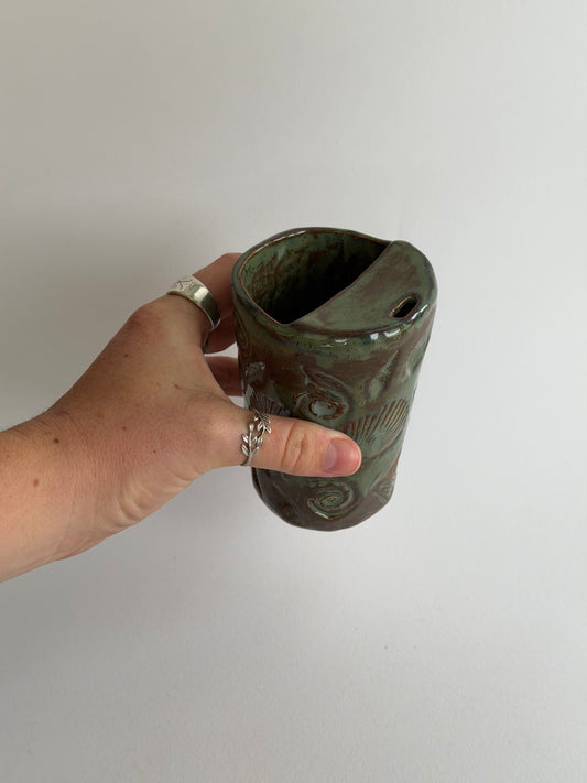 Denim Seashell Handmade Ceramic Travel Mug