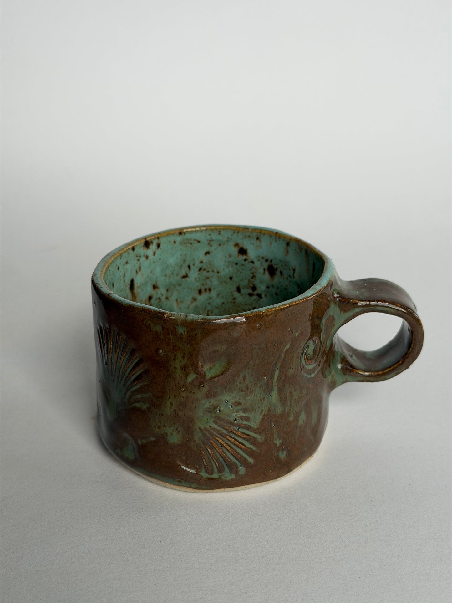 Denim Speckled Seashell Handmade Ceramic Cup