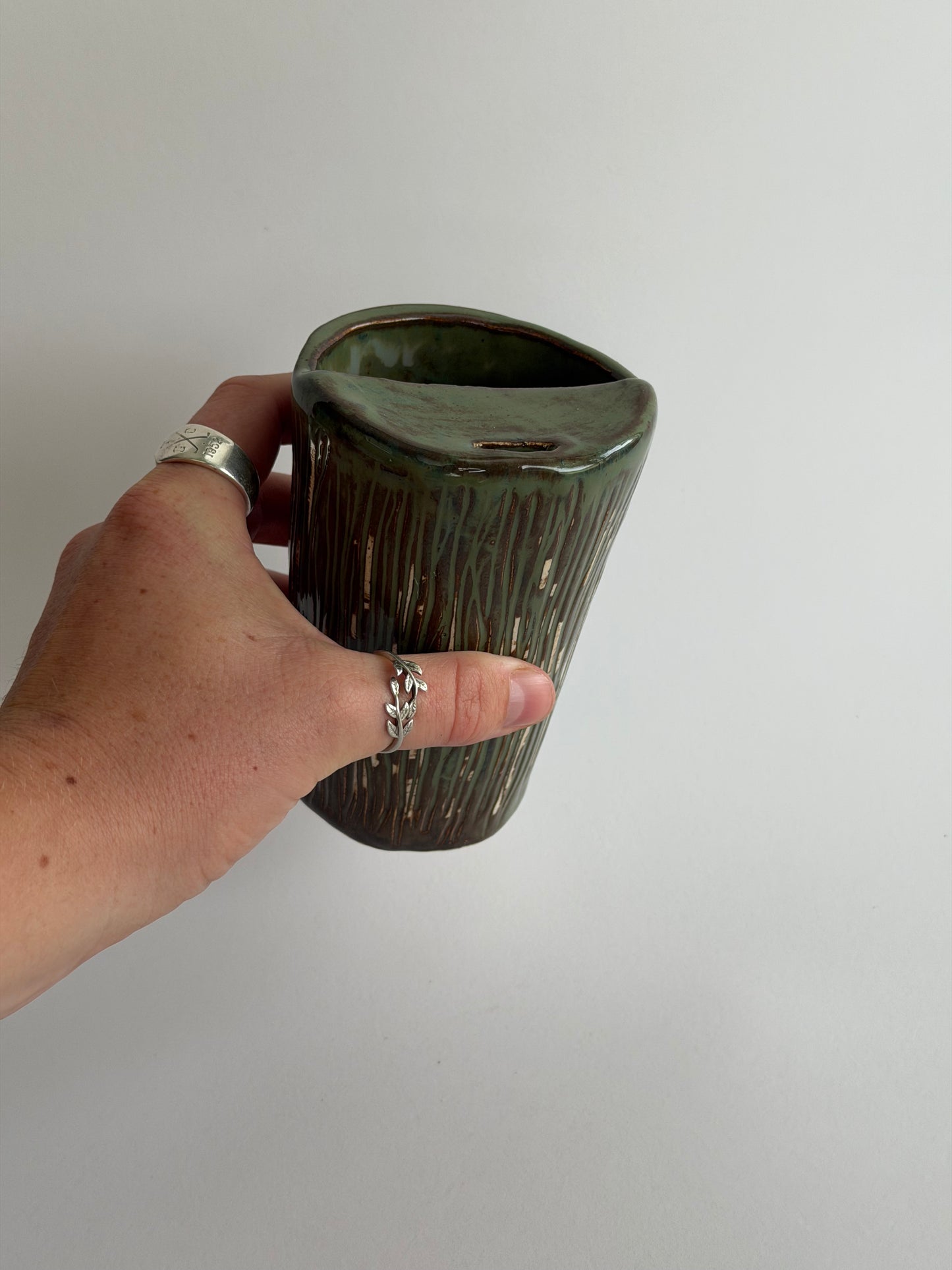 Denim Grooved Ceramic Travel Mug