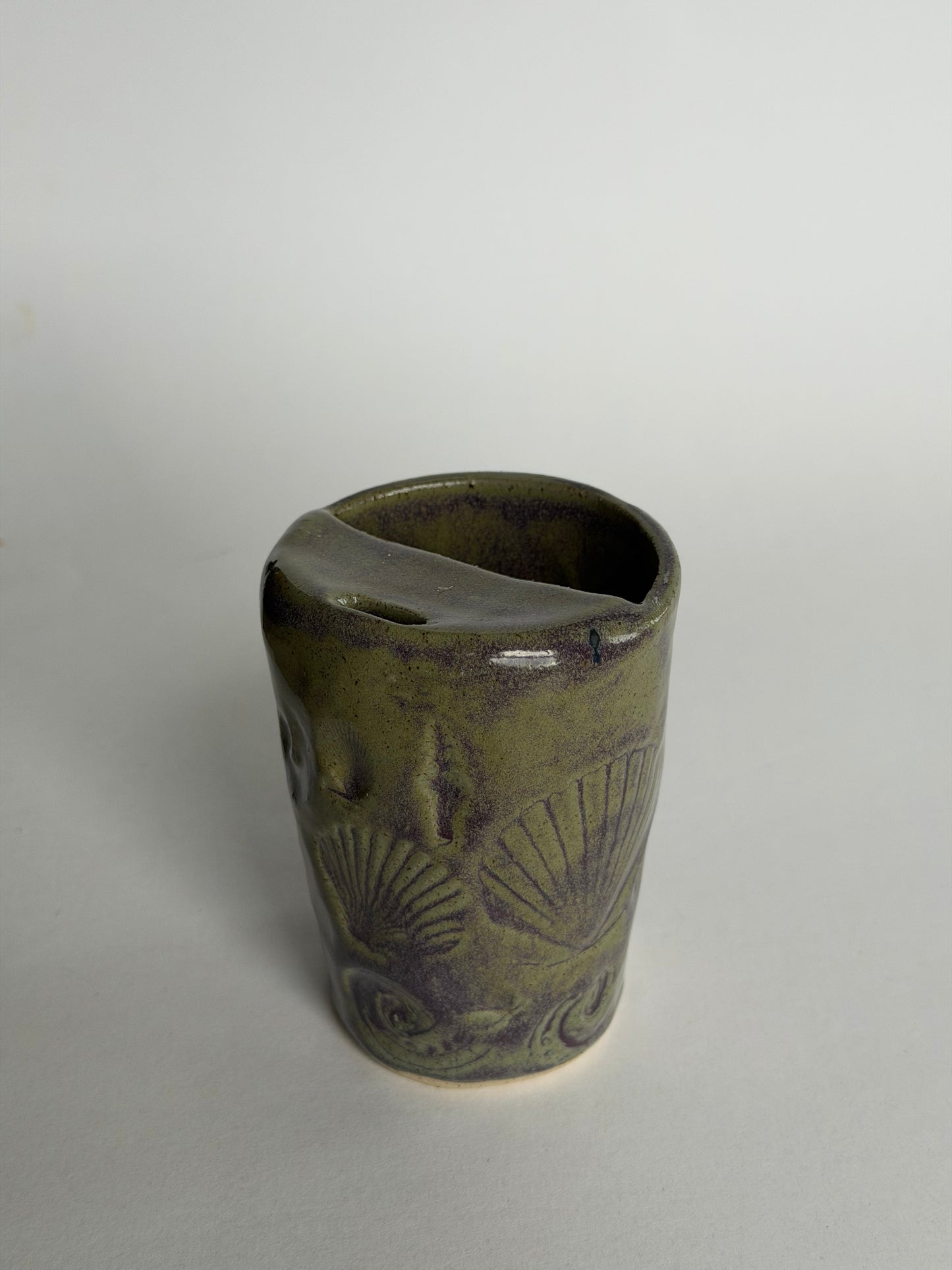Purple Mint Seashell Handmade Ceramic Travel Mug