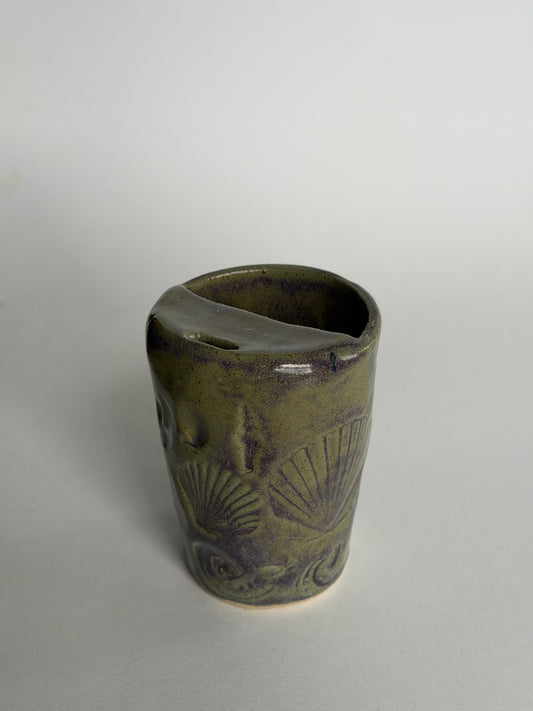 Purple Mint Seashell Handmade Ceramic Travel Mug