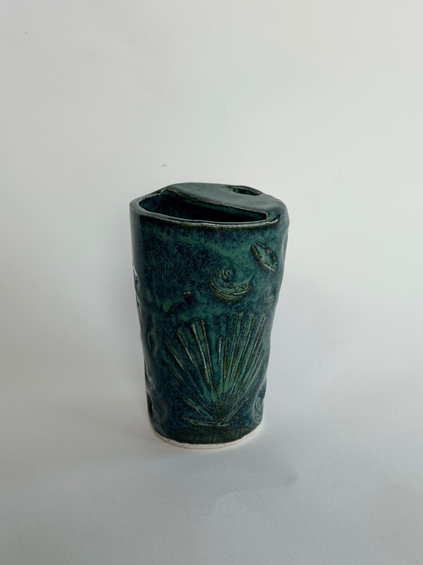Blue Seashell Handmade Ceramic Travel Mug