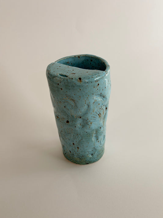 Blue Seashell Handmade Ceramic Travel Mug