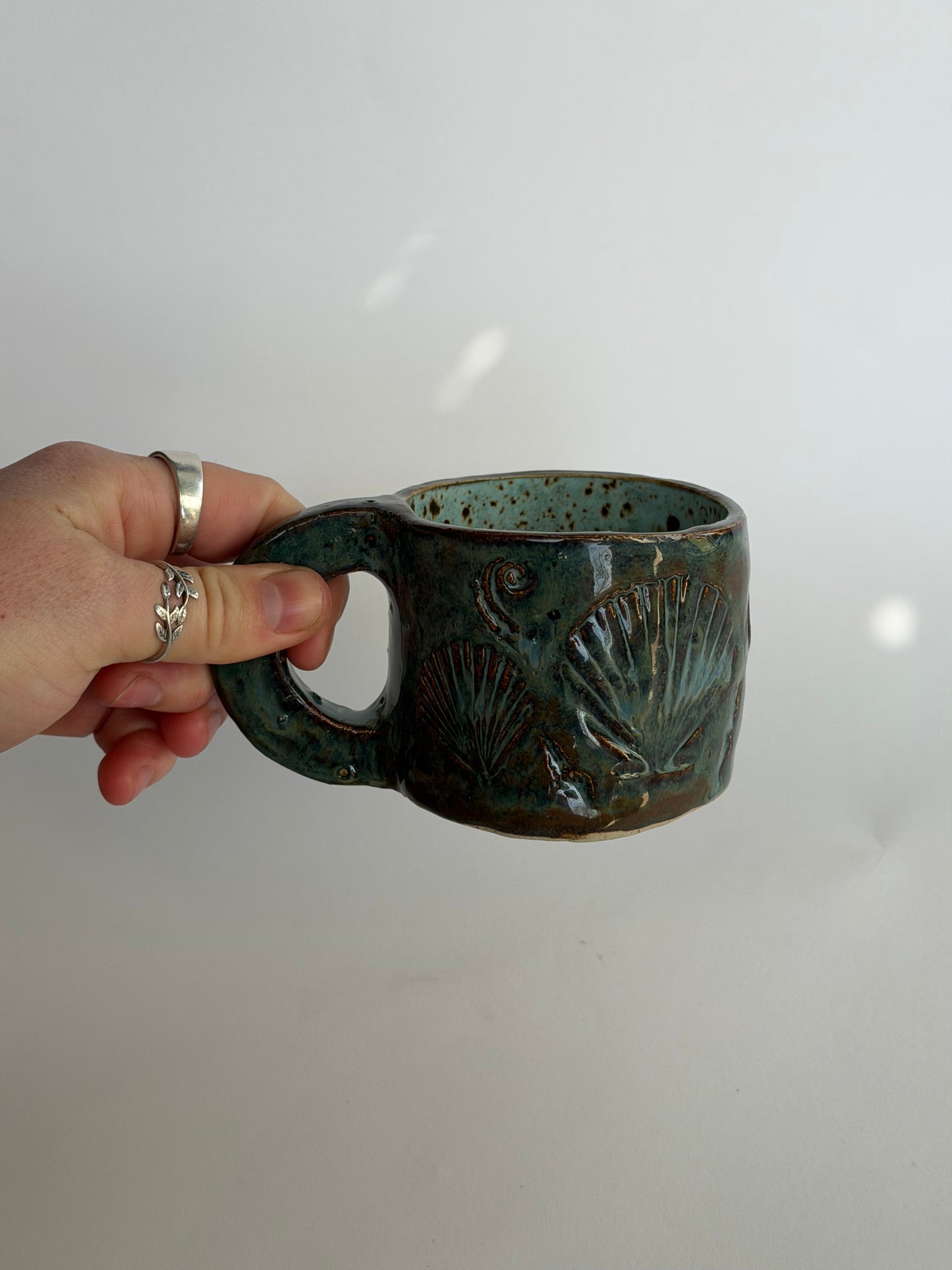 Denim Seashell Handmade Ceramic Mug