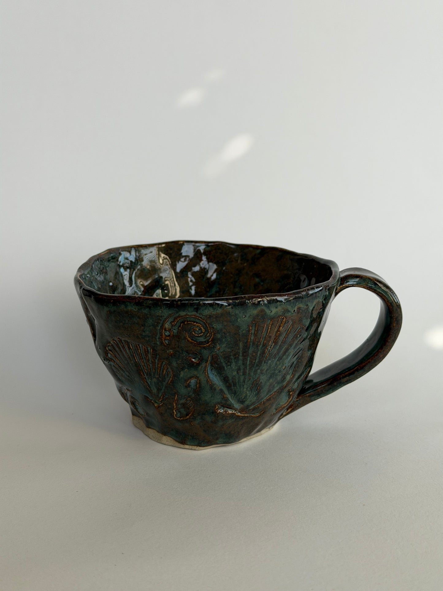 Denim Seashell Handmade Ceramic Mug