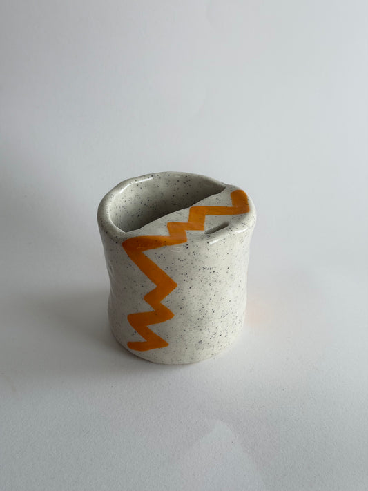 Orange Zig Zag Ceramic Travel Mug