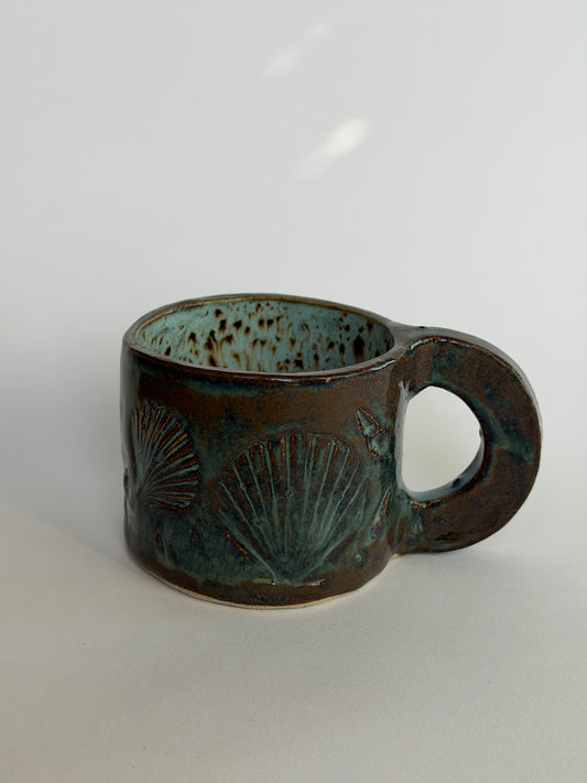 Denim Seashell Handmade Ceramic Mug