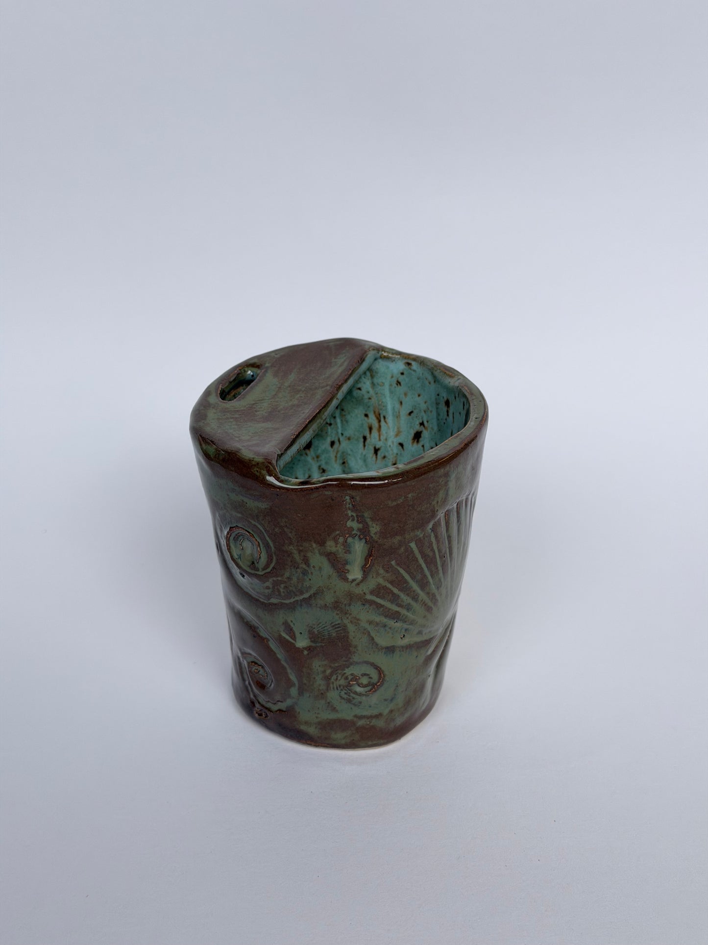 Small Denim Seashell Handmade Ceramic Travel Mug