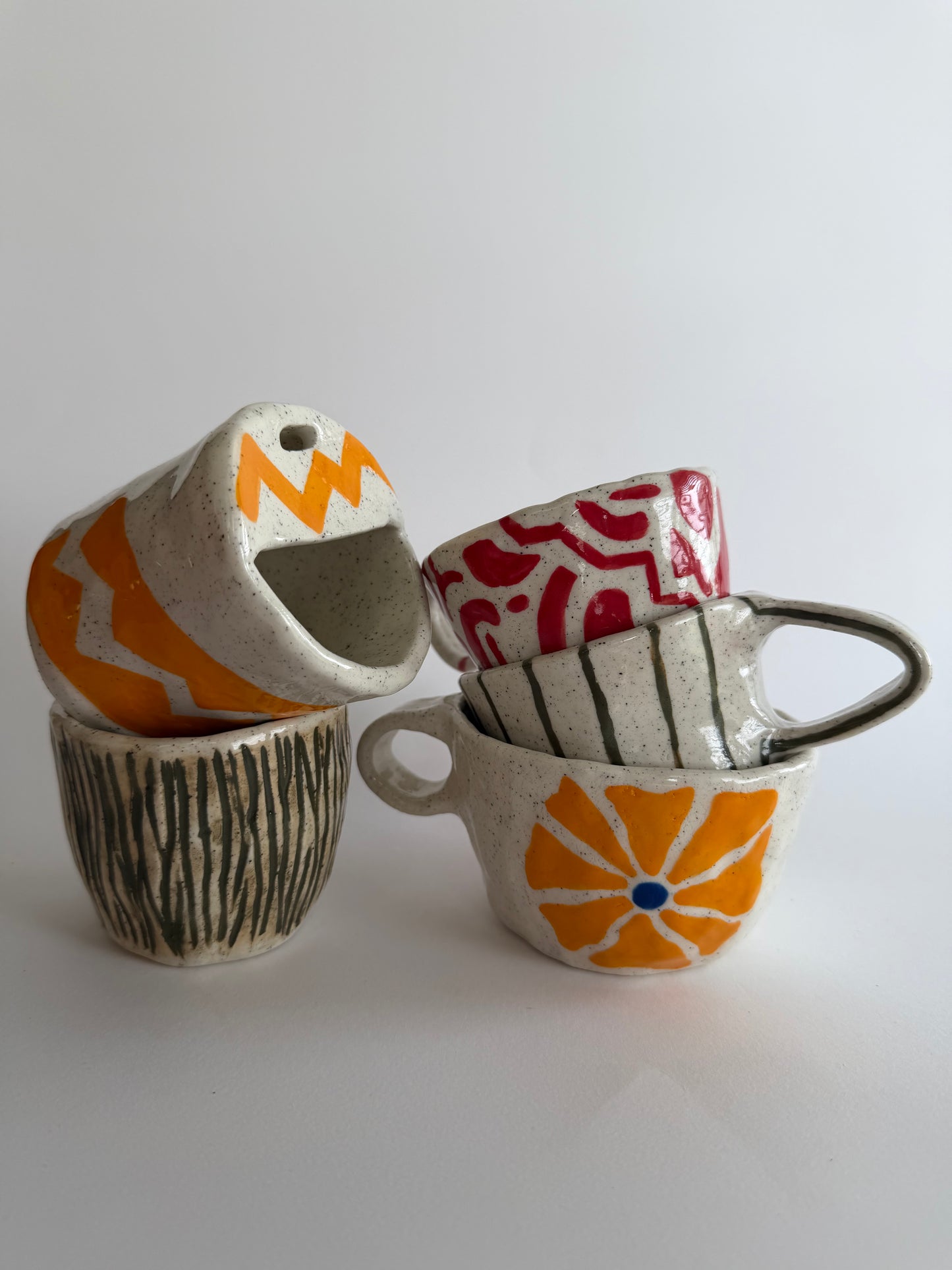 Orange Zig Zag Ceramic Travel Mug