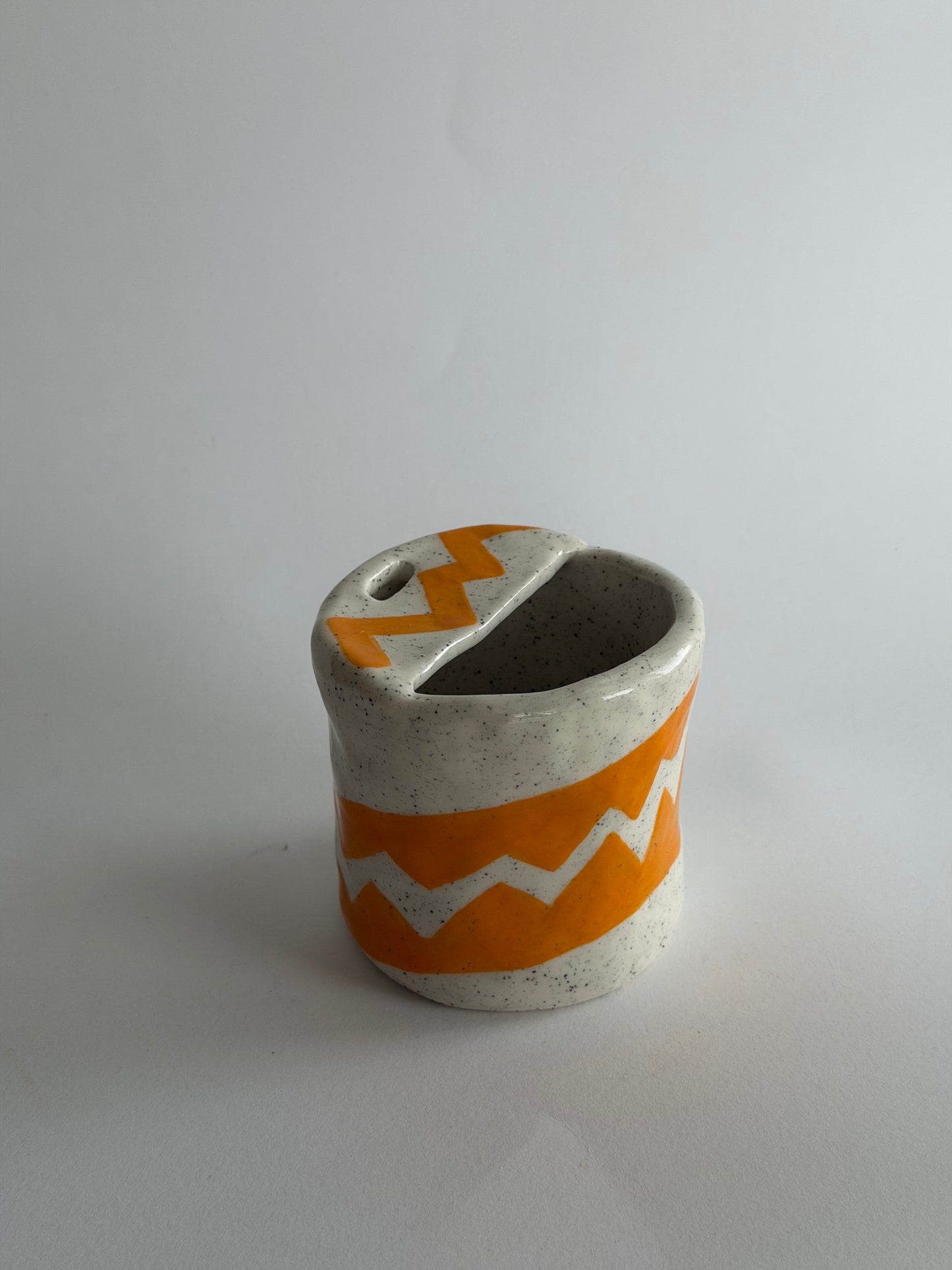 Orange Zig Zag Ceramic Travel Mug