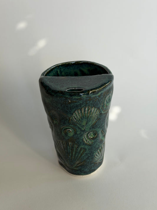 Blue Seashell Handmade Ceramic Travel Mug