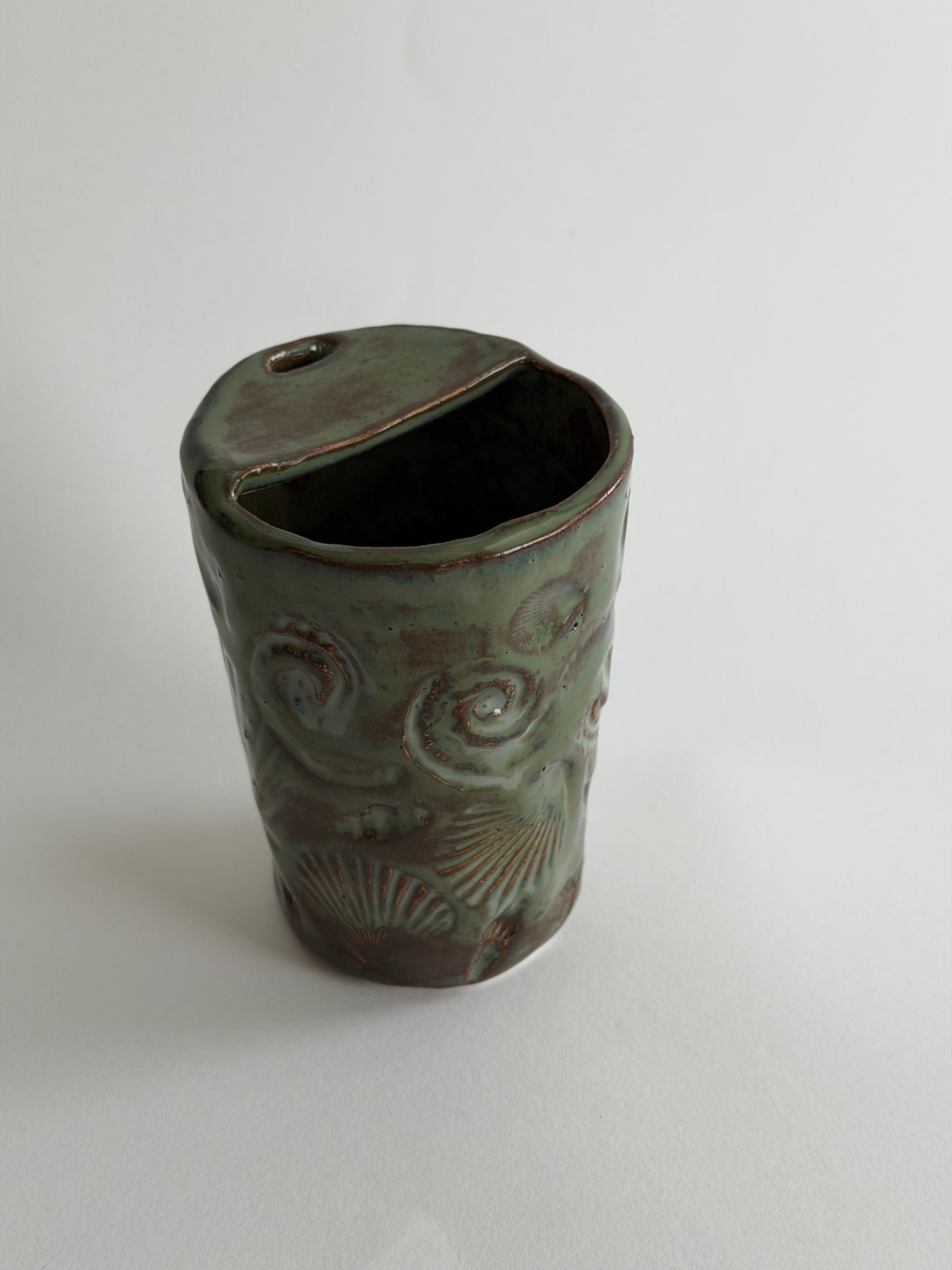 Denim Seashell Handmade Ceramic Travel Mug