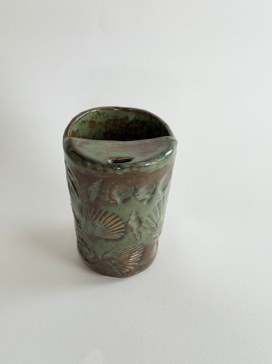 Denim Seashell Handmade Ceramic Travel Mug