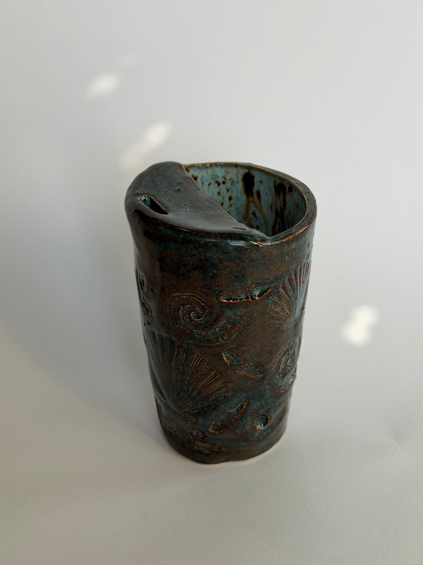Denim Seashell Handmade Ceramic Travel Mug