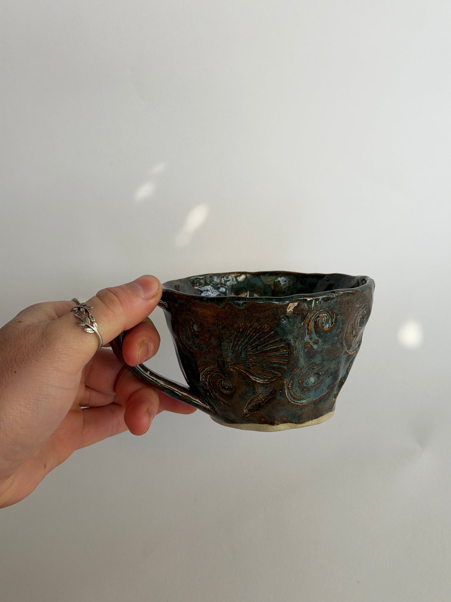 Denim Seashell Handmade Ceramic Mug