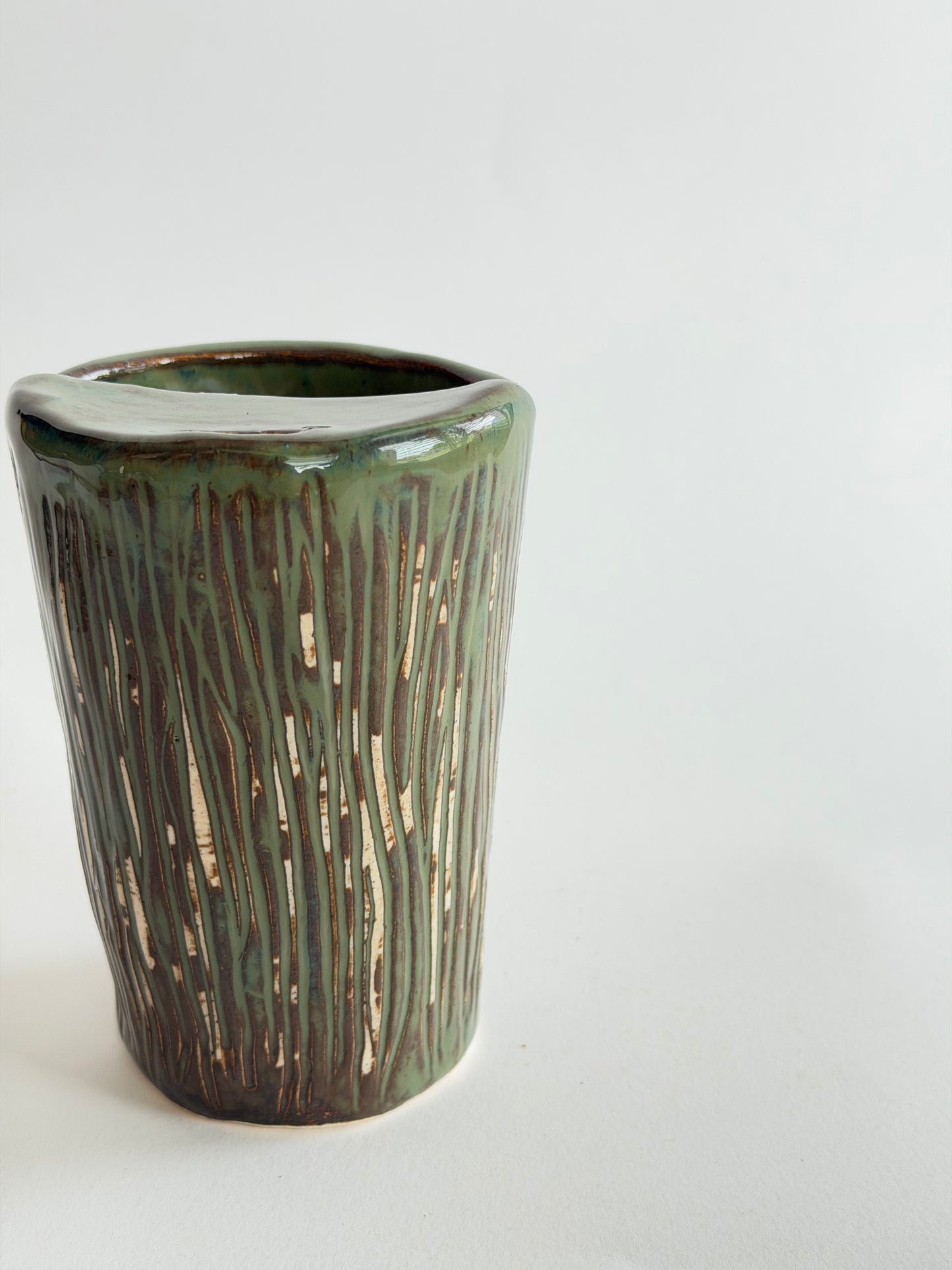 Denim Grooved Ceramic Travel Mug