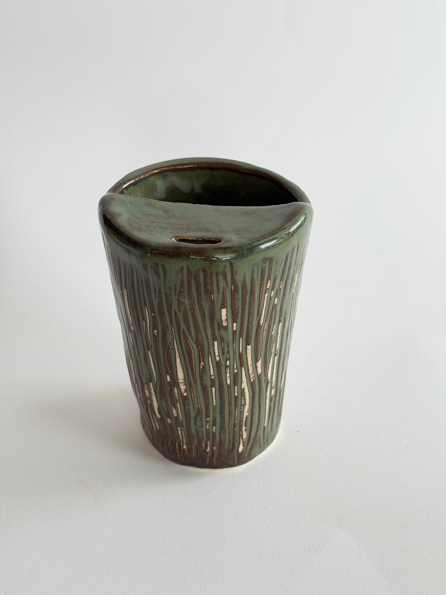 Denim Grooved Ceramic Travel Mug