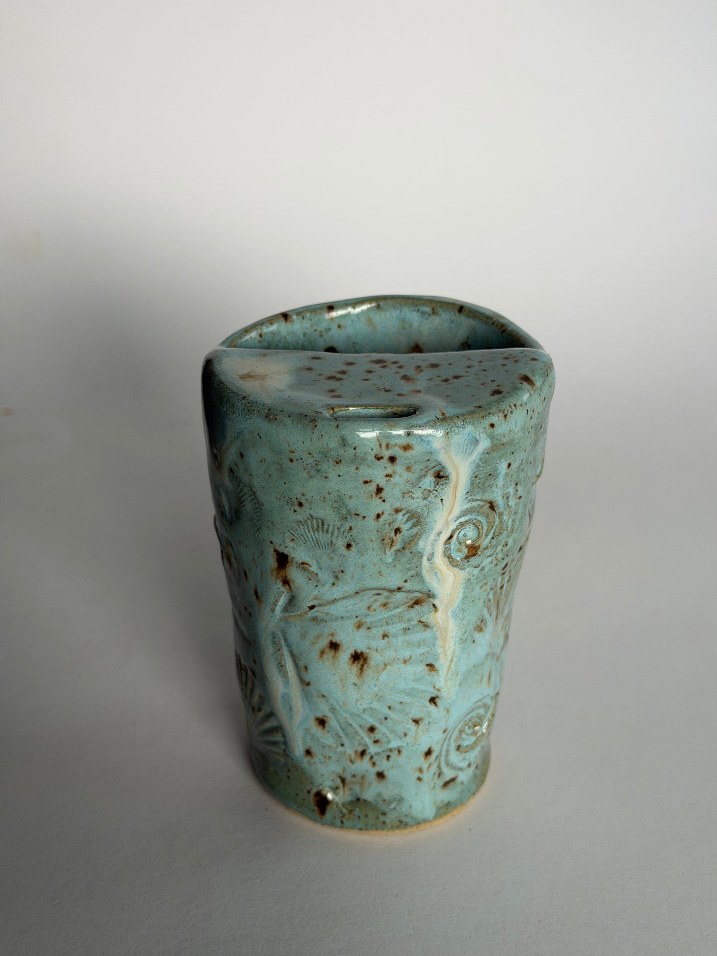 Blue Speckled Seashell Handmade Ceramic Travel Mug