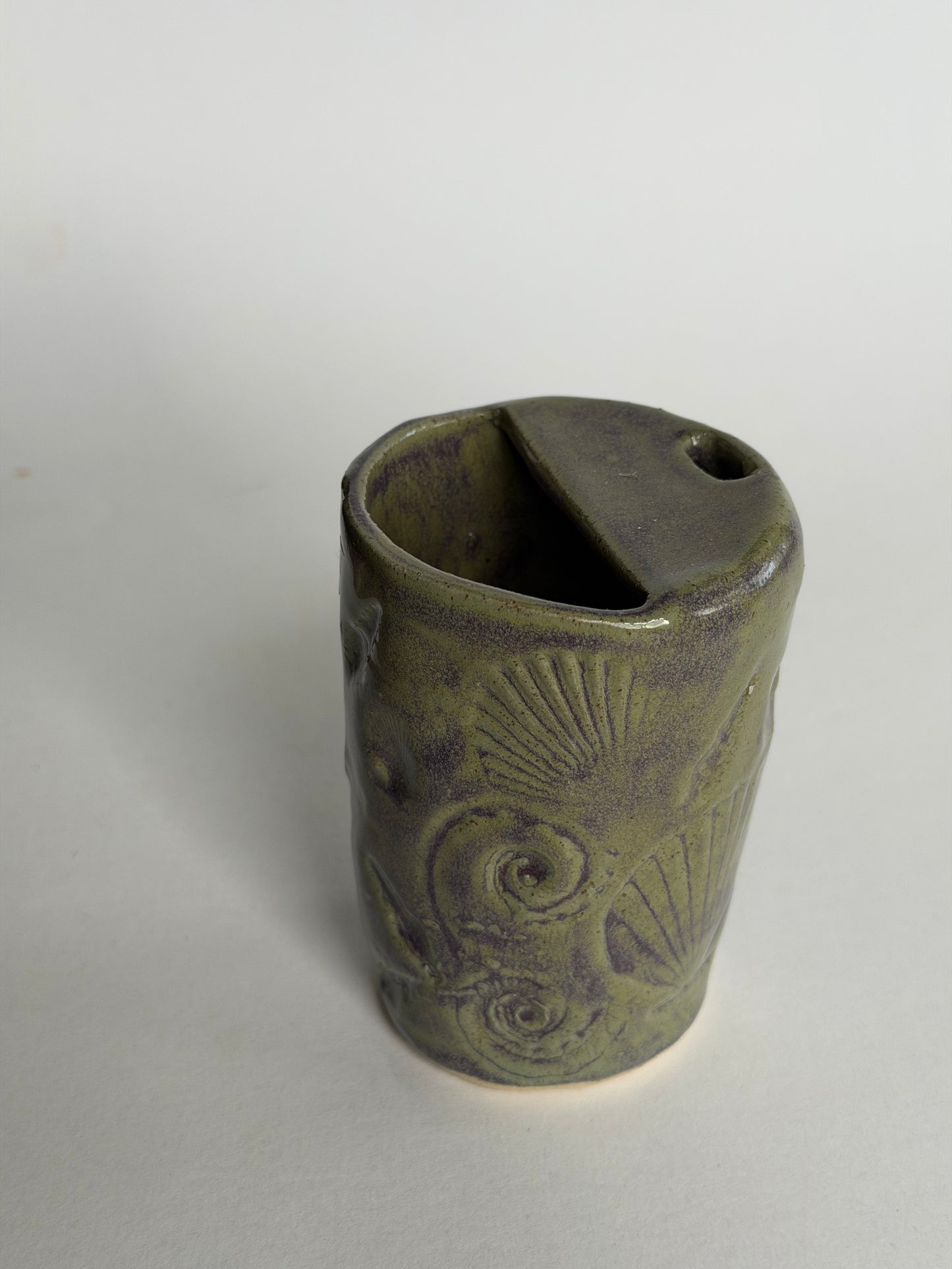 Purple Mint Seashell Handmade Ceramic Travel Mug