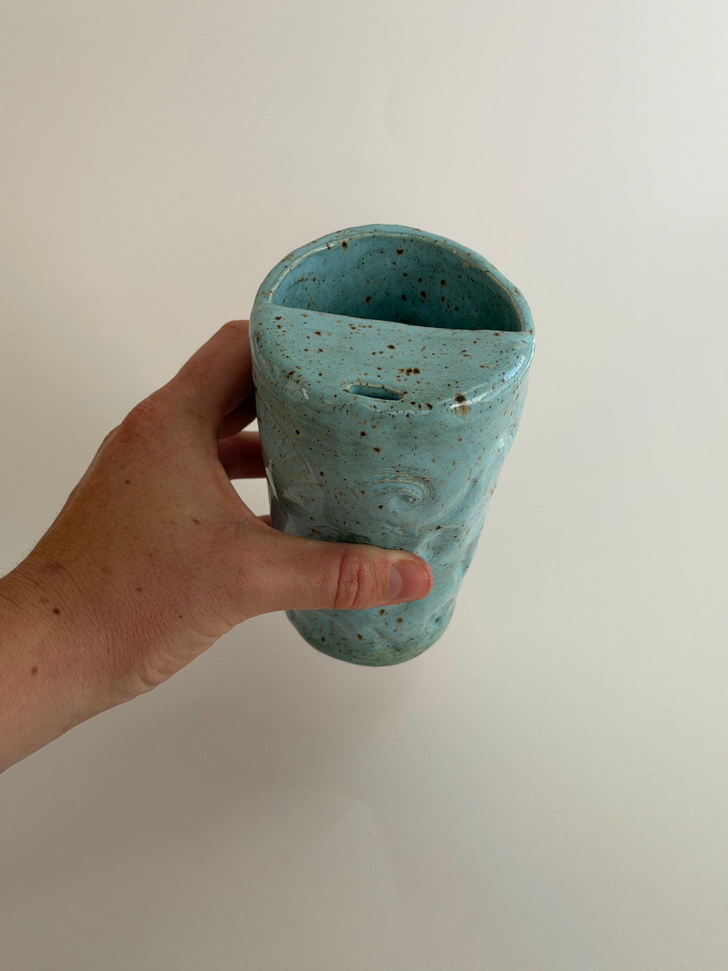 Blue Seashell Handmade Ceramic Travel Mug
