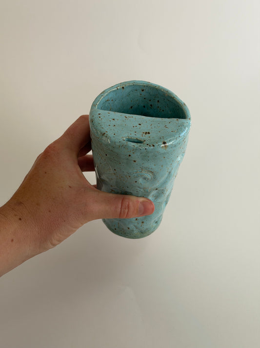 Blue Seashell Handmade Ceramic Travel Mug