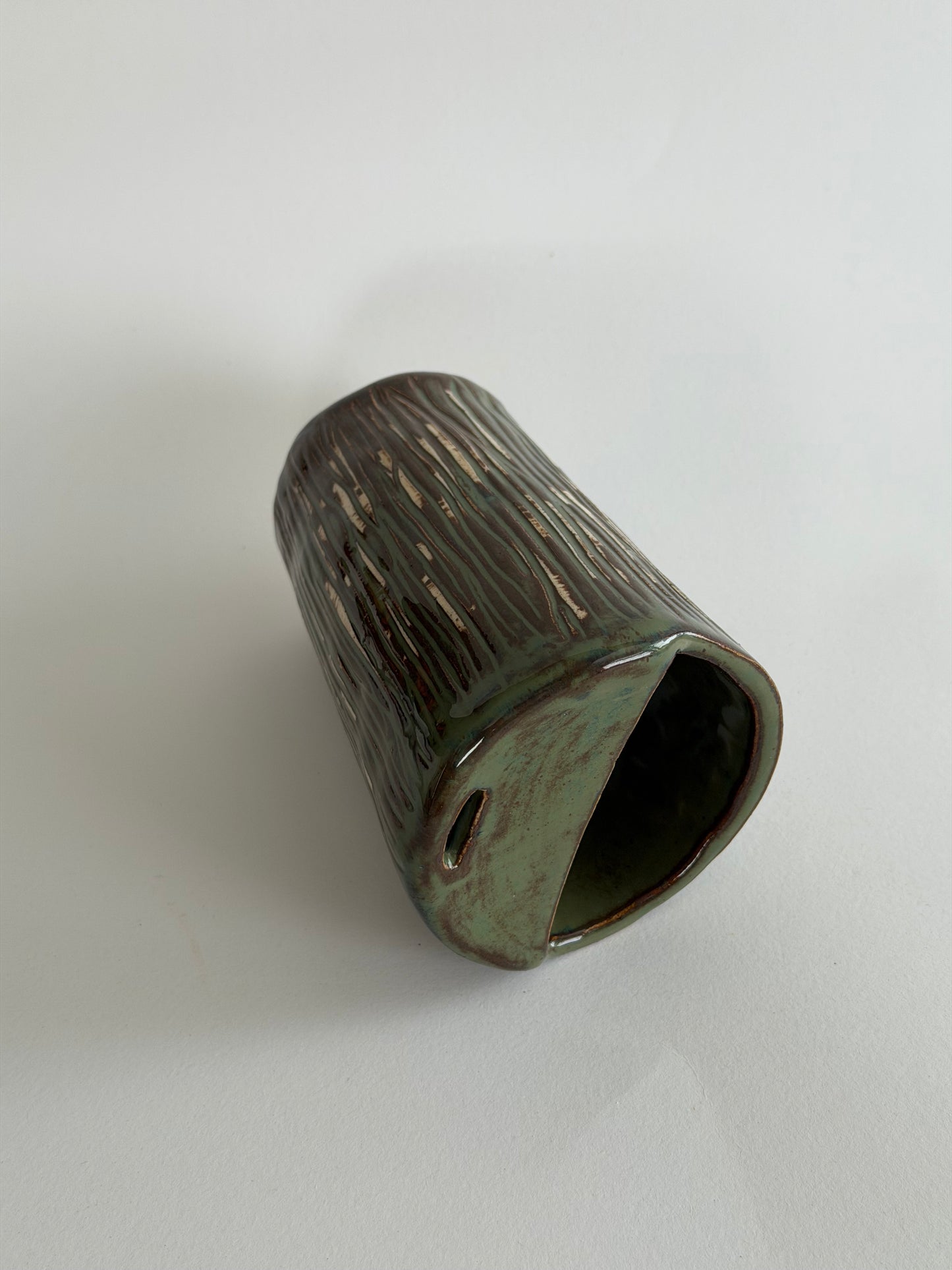 Denim Grooved Ceramic Travel Mug