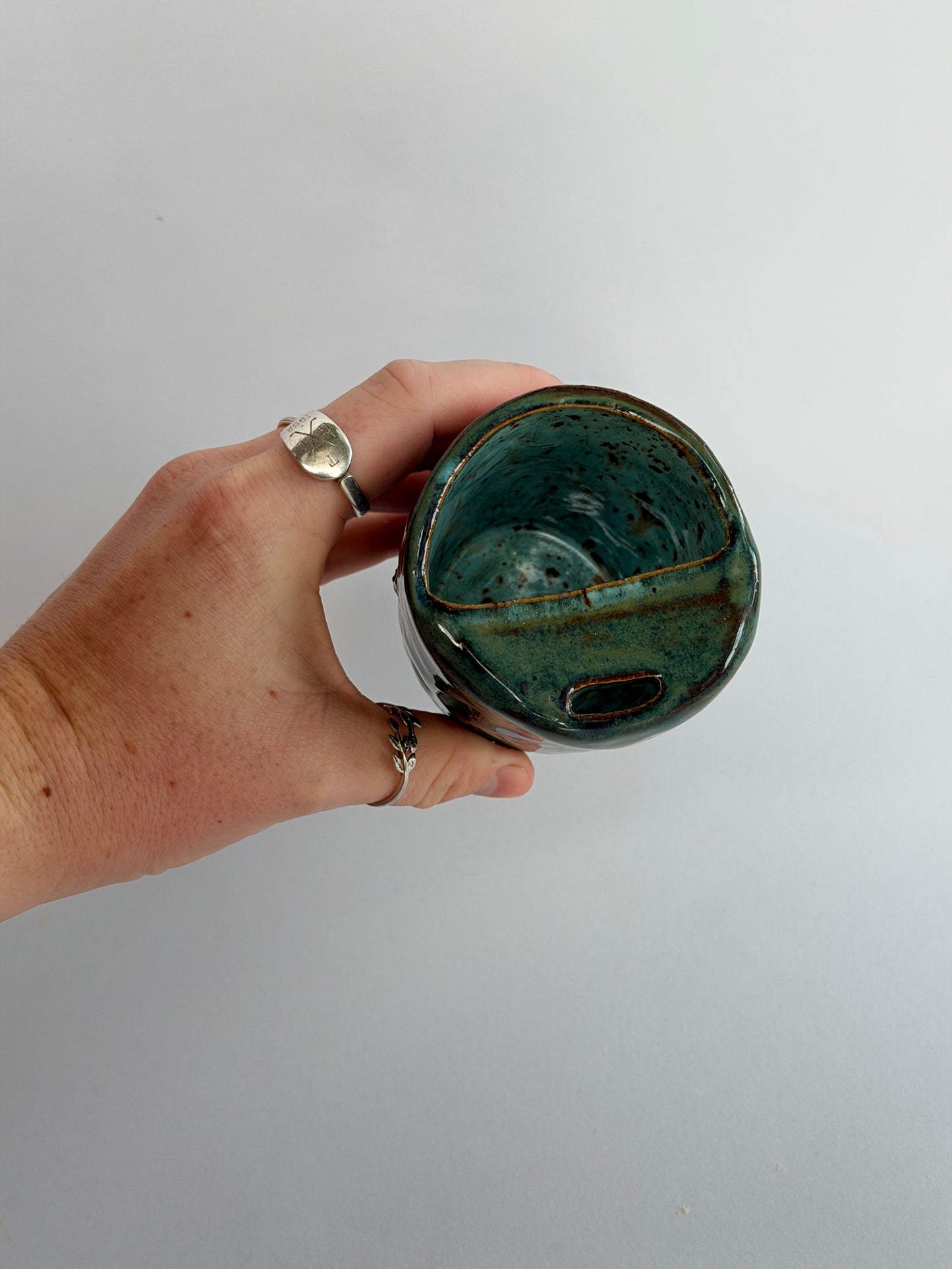Denim Seashell Handmade Ceramic Travel Mug