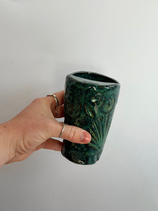 Blue Seashell Handmade Ceramic Travel Mug