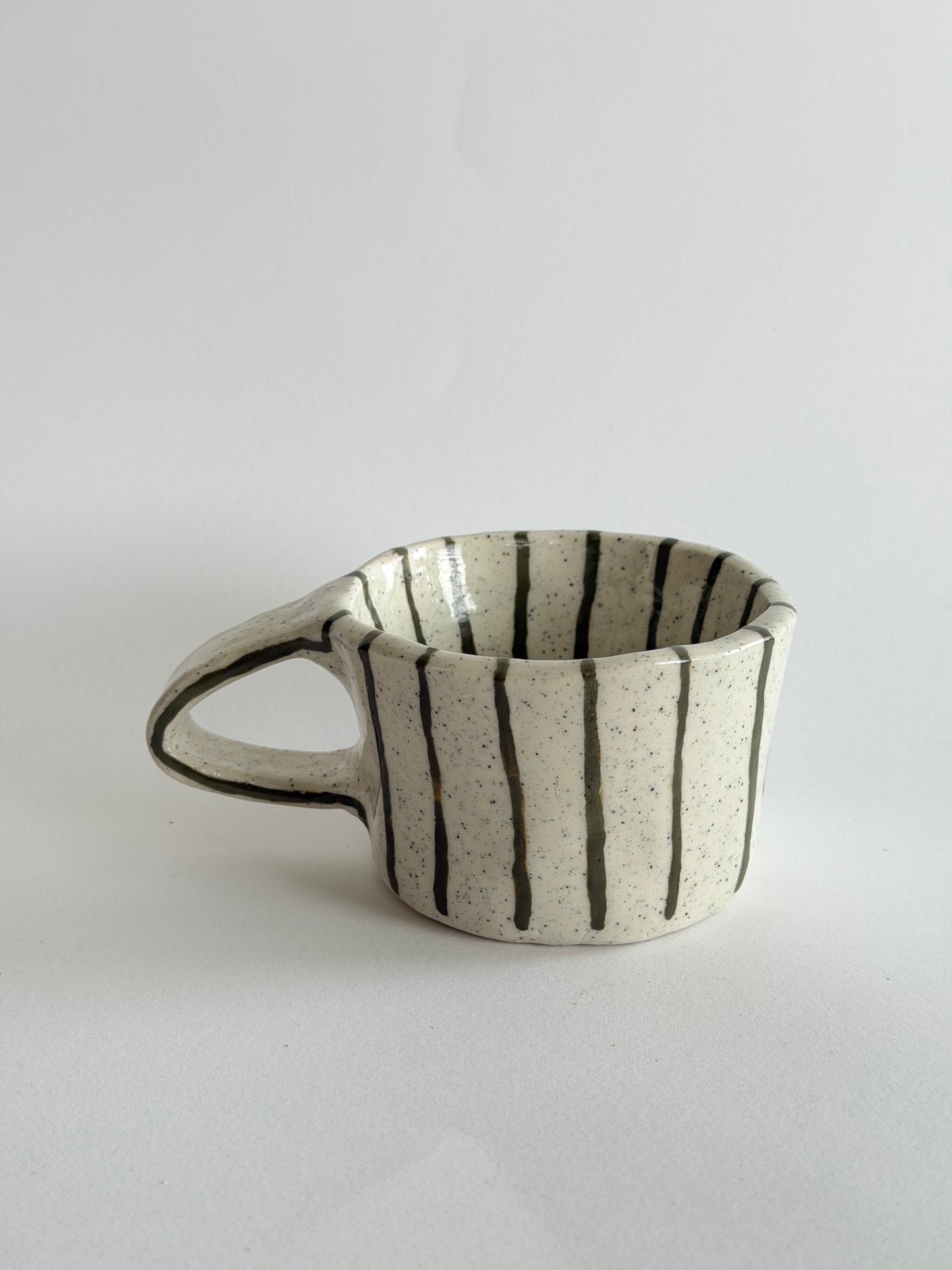 Striped Green Handmade Ceramic Mug